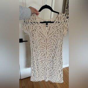 BCBGMaxAzria Beige Crochet mini dress